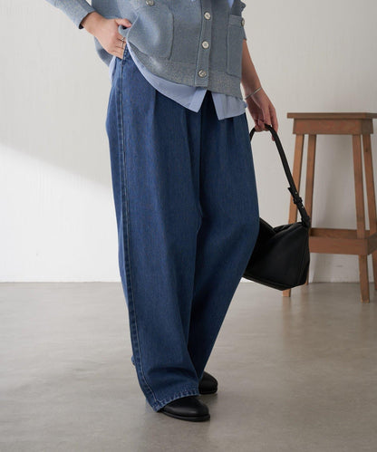 【修飾身形】Q.anos裝飾褶皺寬鬆長褲