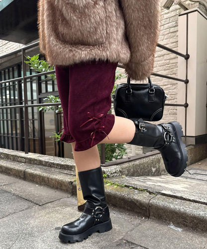 緞帶燈芯絨七分褲