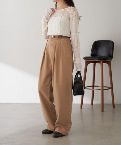 【修飾身形】Q.anos裝飾褶皺寬鬆長褲