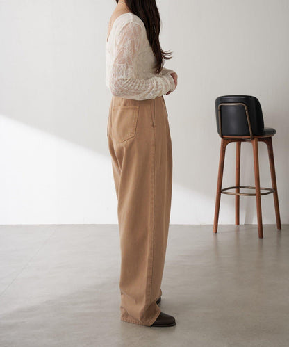 【修飾身形】Q.anos裝飾褶皺寬鬆長褲