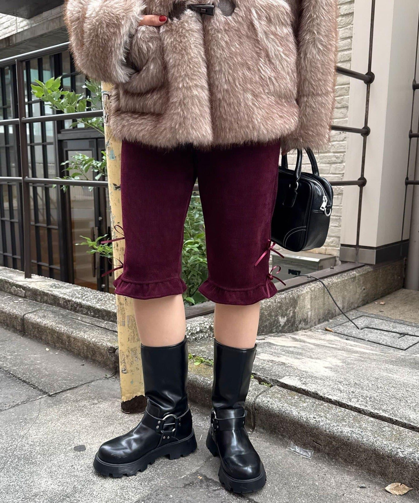 緞帶燈芯絨七分褲