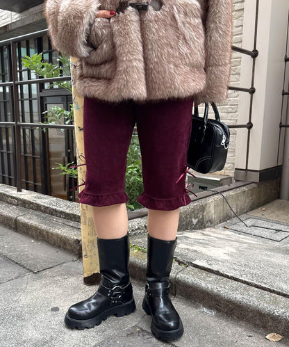 緞帶燈芯絨七分褲