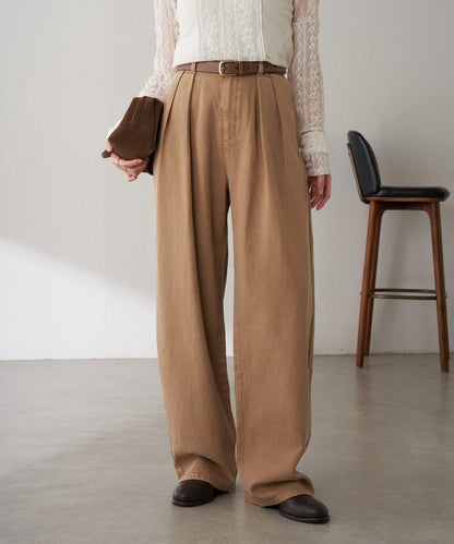 【修飾身形】Q.anos裝飾褶皺寬鬆長褲