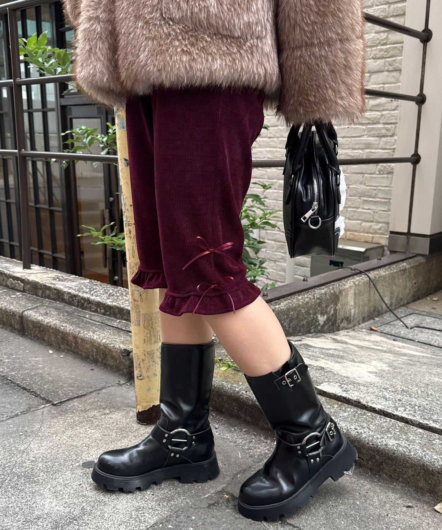 緞帶燈芯絨七分褲