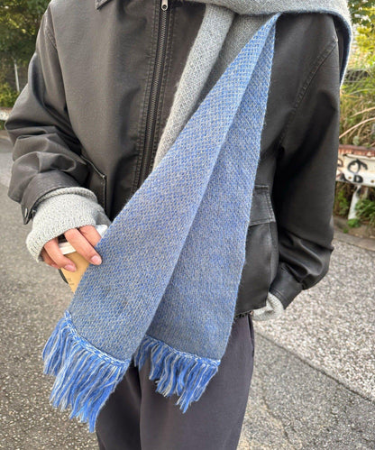 混色圖案流蘇圍巾