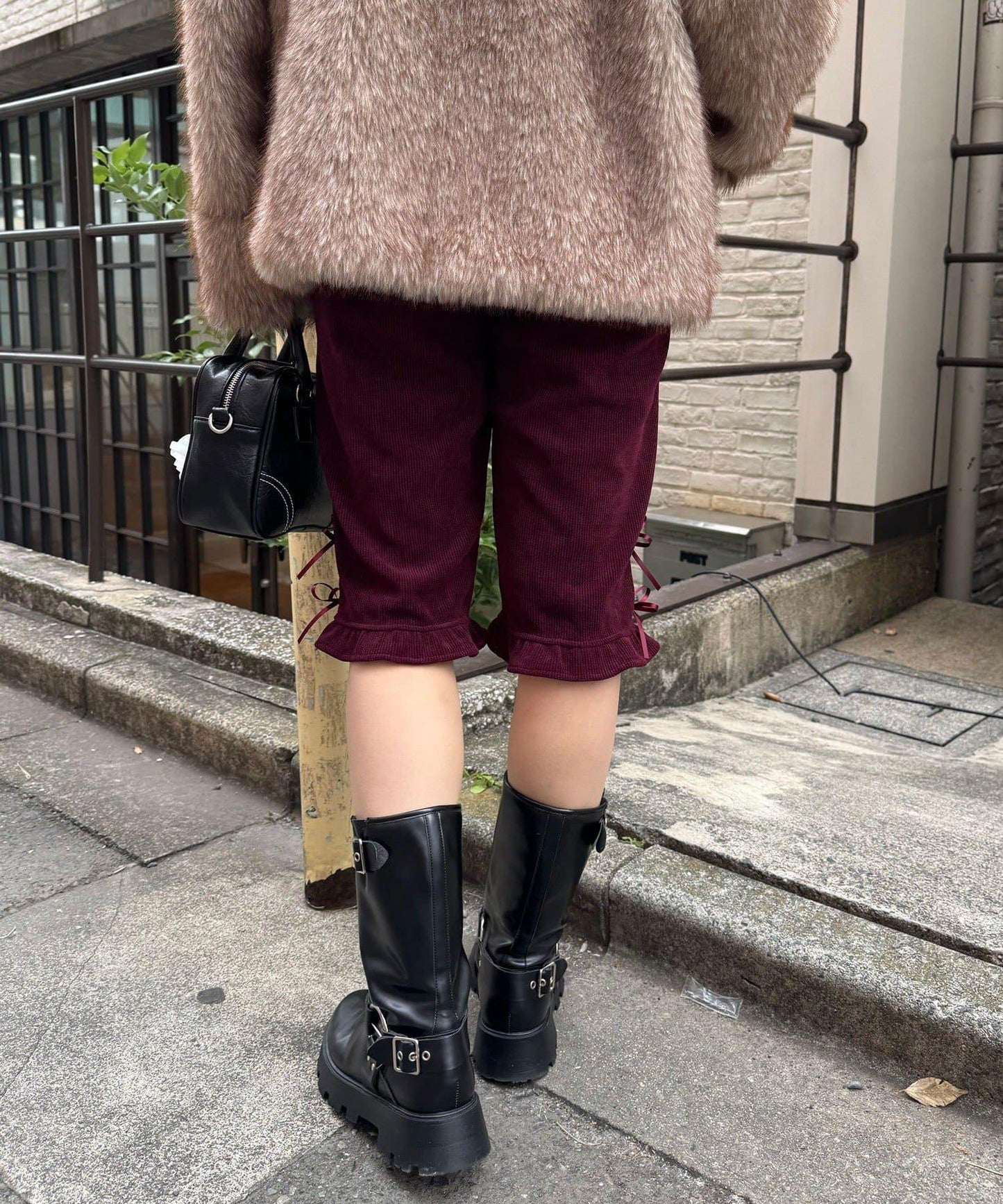 緞帶燈芯絨七分褲