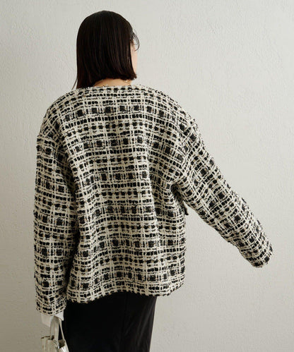 可搭配套裝穿著無領花呢夾克