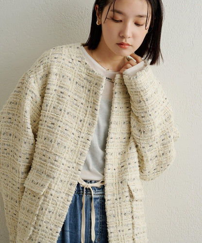 可搭配套裝穿著無領花呢夾克