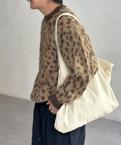 仿馬海毛全印花針織套頭衫