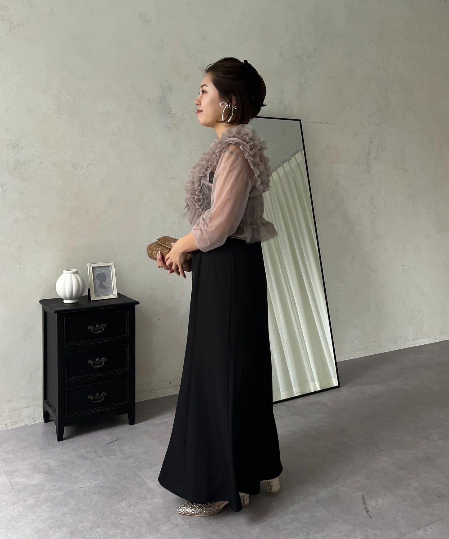 【MOMO】透視荷葉邊吊帶疊穿連衣裙