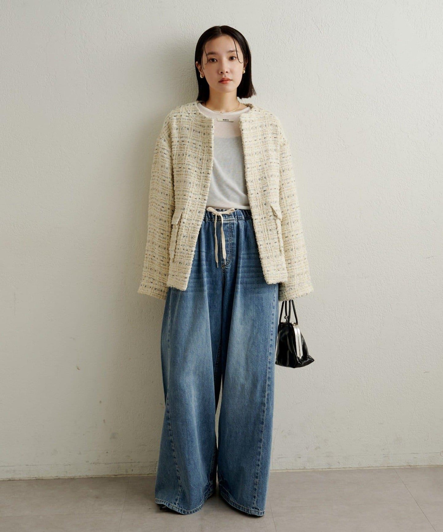 可搭配套裝穿著無領花呢夾克