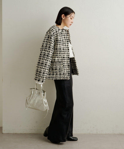 可搭配套裝穿著無領花呢夾克