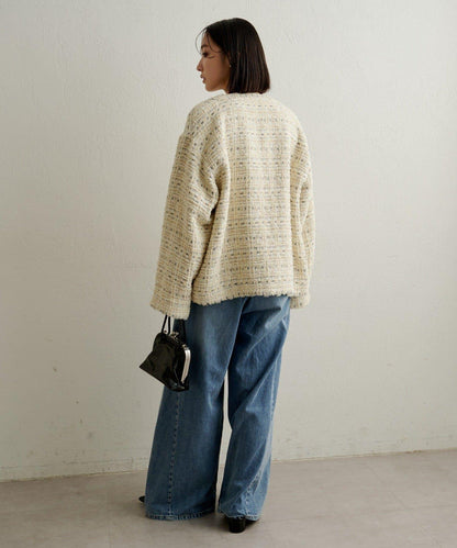 可搭配套裝穿著無領花呢夾克