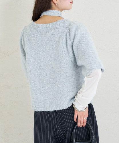 《10%OFFおすすめアイテム》蓬鬆短袖針織開衫