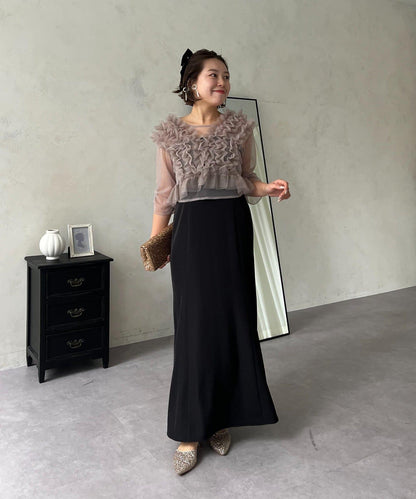 【MOMO】透視荷葉邊吊帶疊穿連衣裙