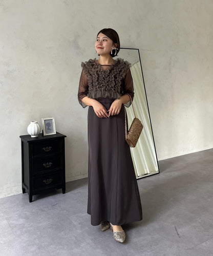 【MOMO】透視荷葉邊吊帶疊穿連衣裙