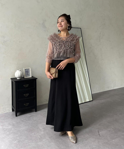 【MOMO】透視荷葉邊吊帶疊穿連衣裙