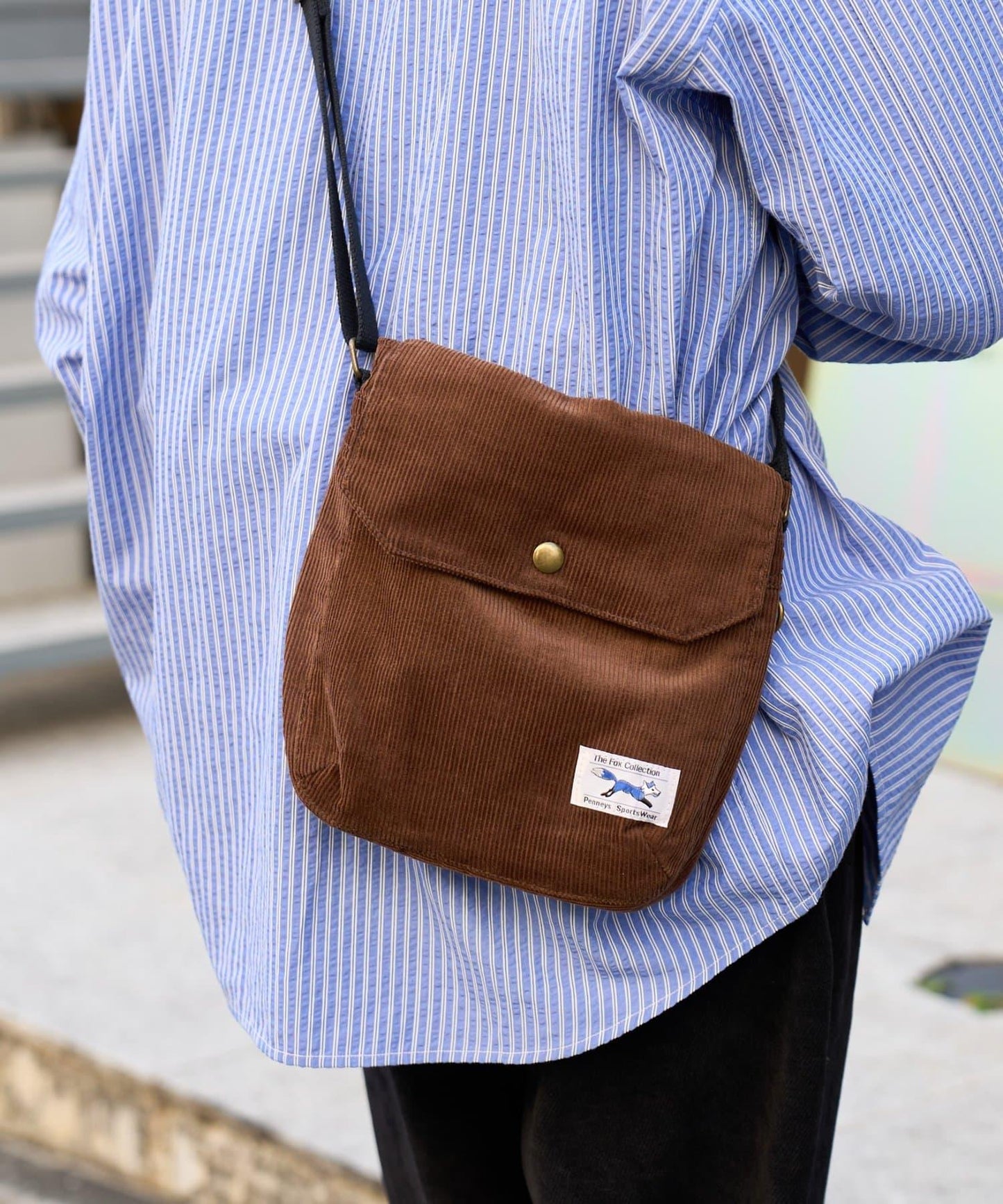 【FOX】燈芯絨翻蓋迷你單肩包