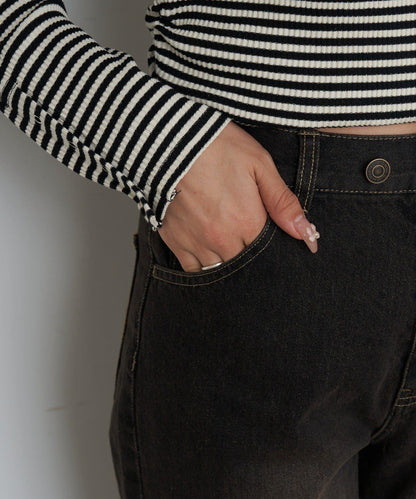 【可調節腰圍/兩種尺碼】喇叭牛仔褲