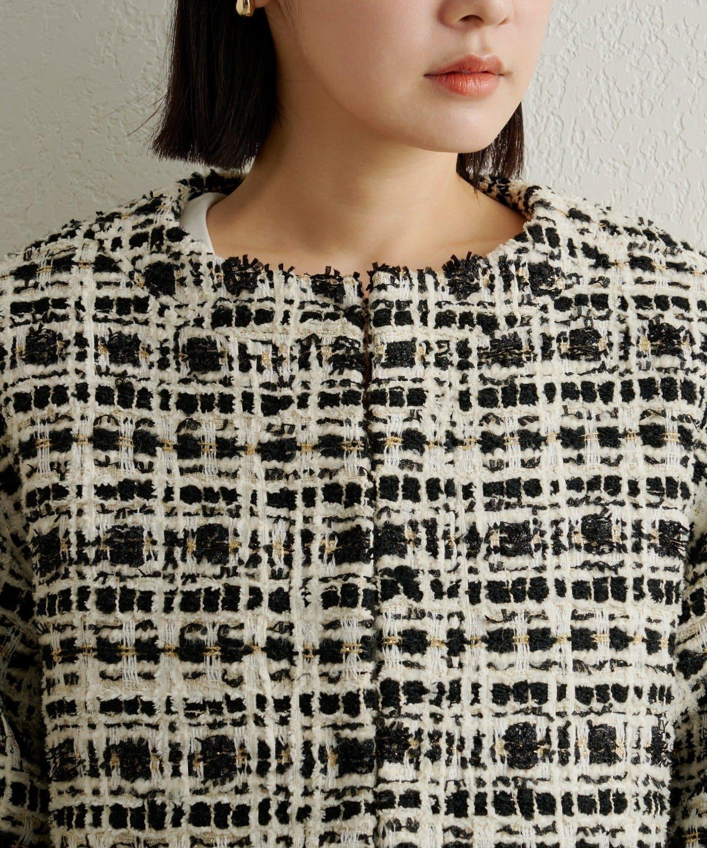 可搭配套裝穿著無領花呢夾克