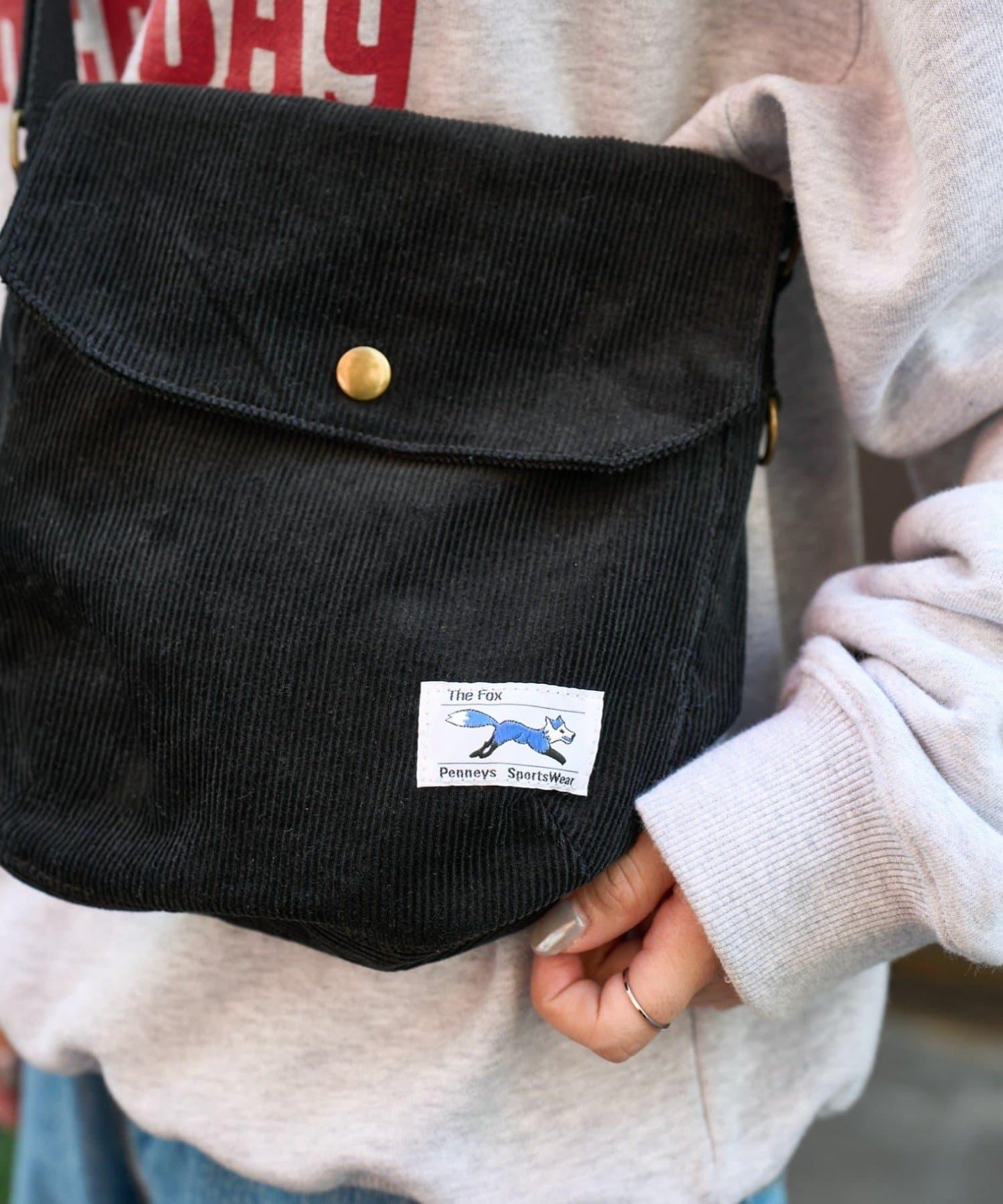 【FOX】燈芯絨翻蓋迷你單肩包