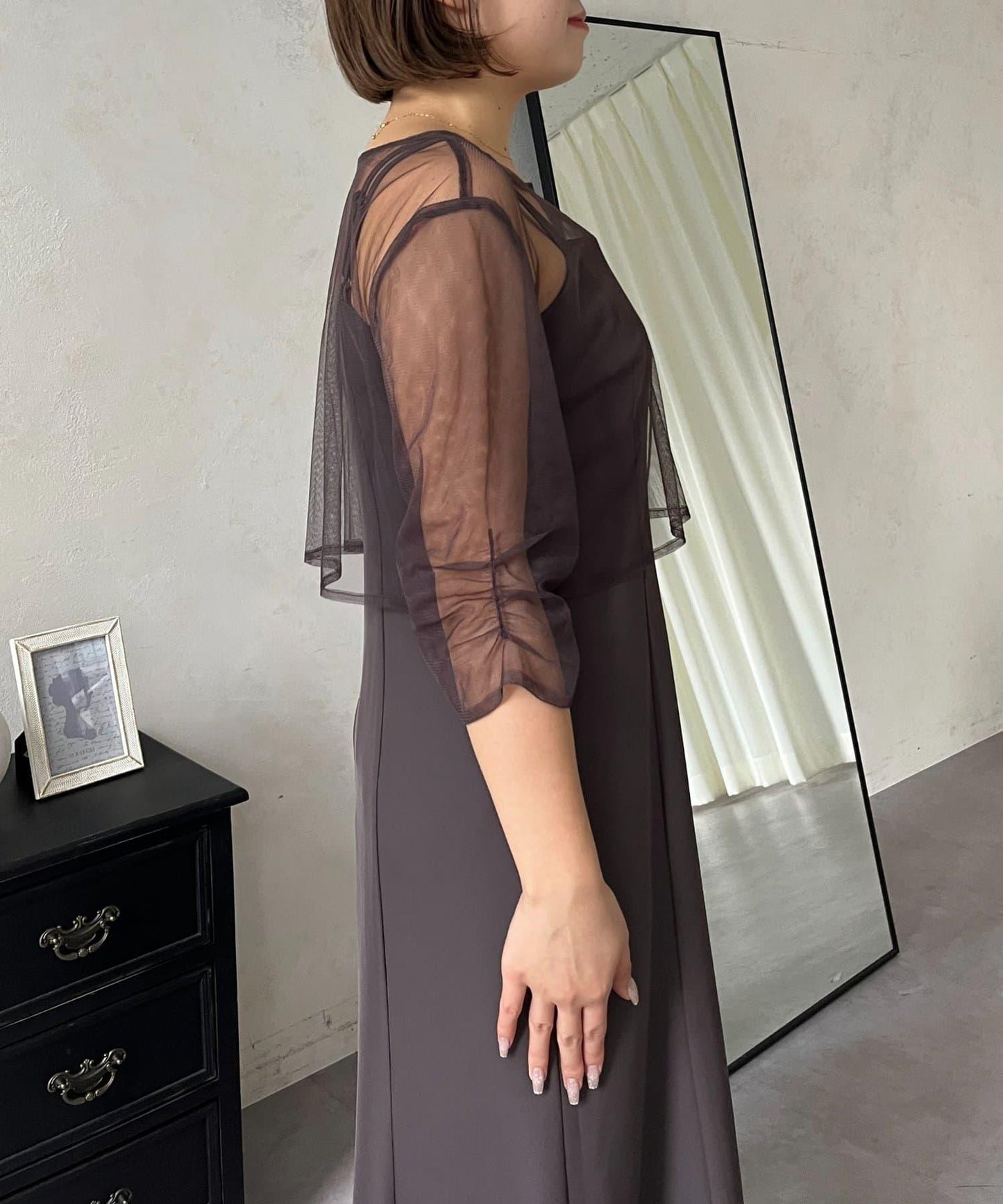 【MOMO】透視荷葉邊吊帶疊穿連衣裙