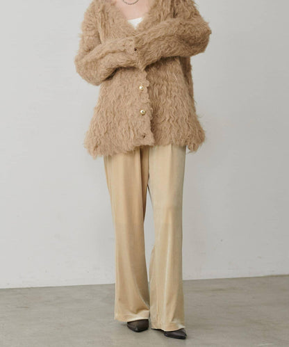 【LARUTA】側邊拼接天鵝絨長褲