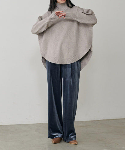 【LARUTA】側邊拼接天鵝絨長褲