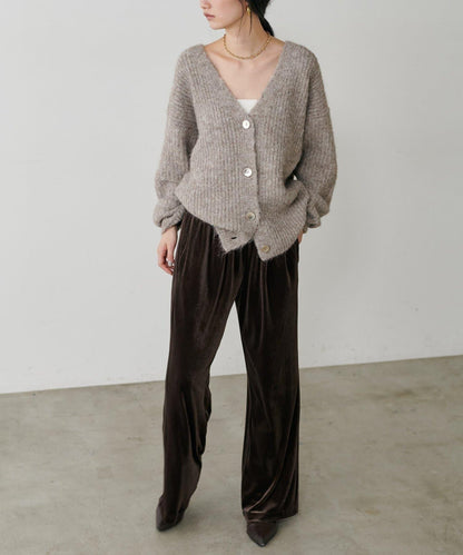 【LARUTA】側邊拼接天鵝絨長褲