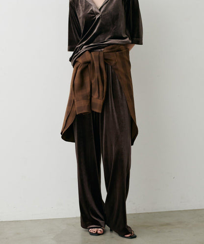 【LARUTA】側邊拼接天鵝絨長褲