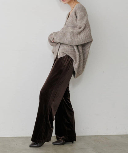 【LARUTA】側邊拼接天鵝絨長褲