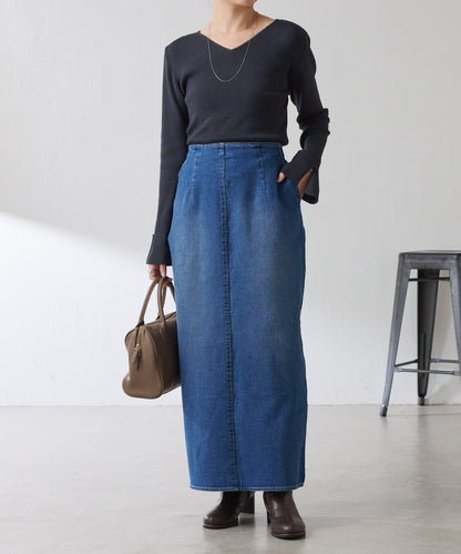 【彈力面料◎】Q.anos 修身牛仔半身裙