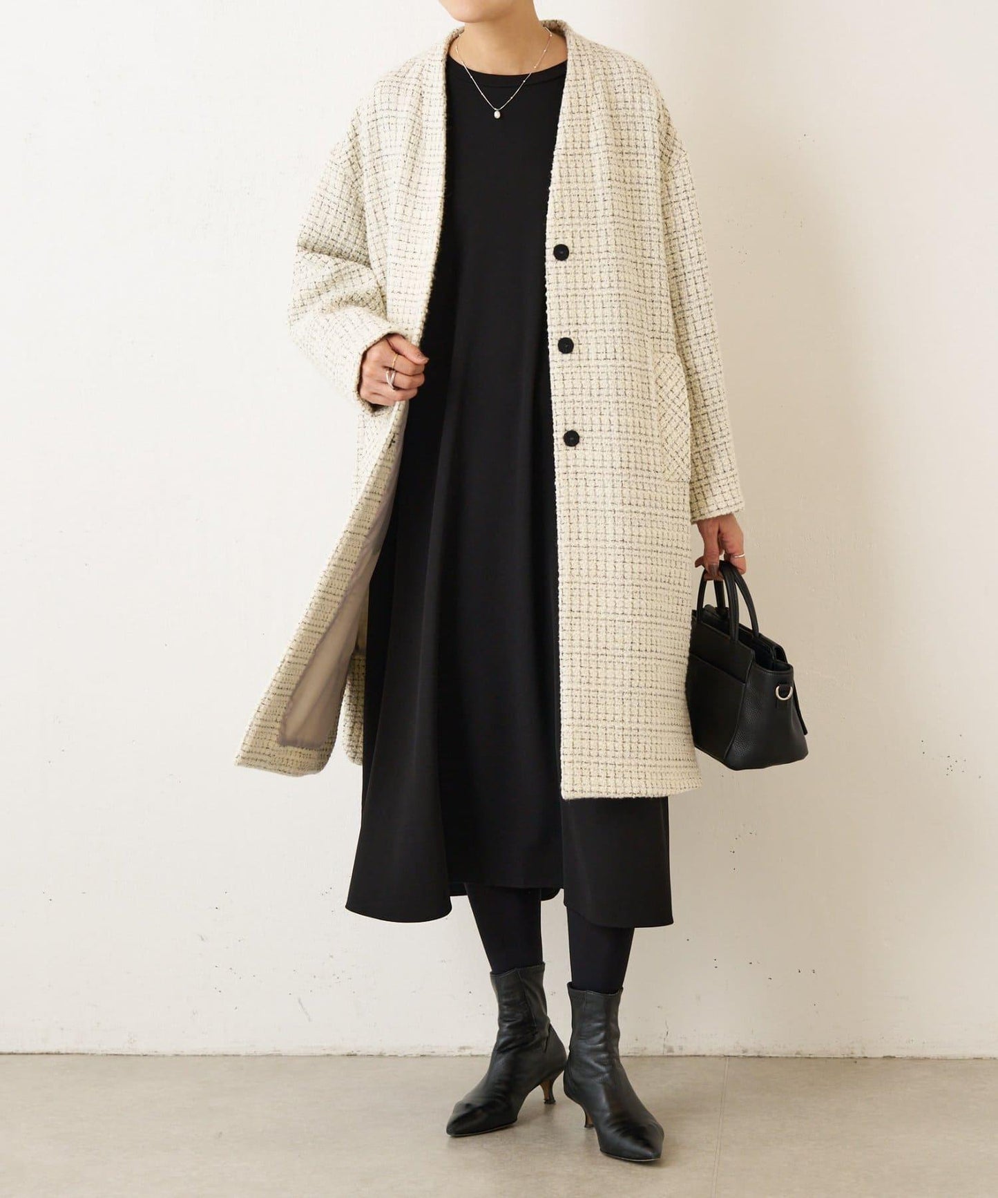 格紋長款大衣