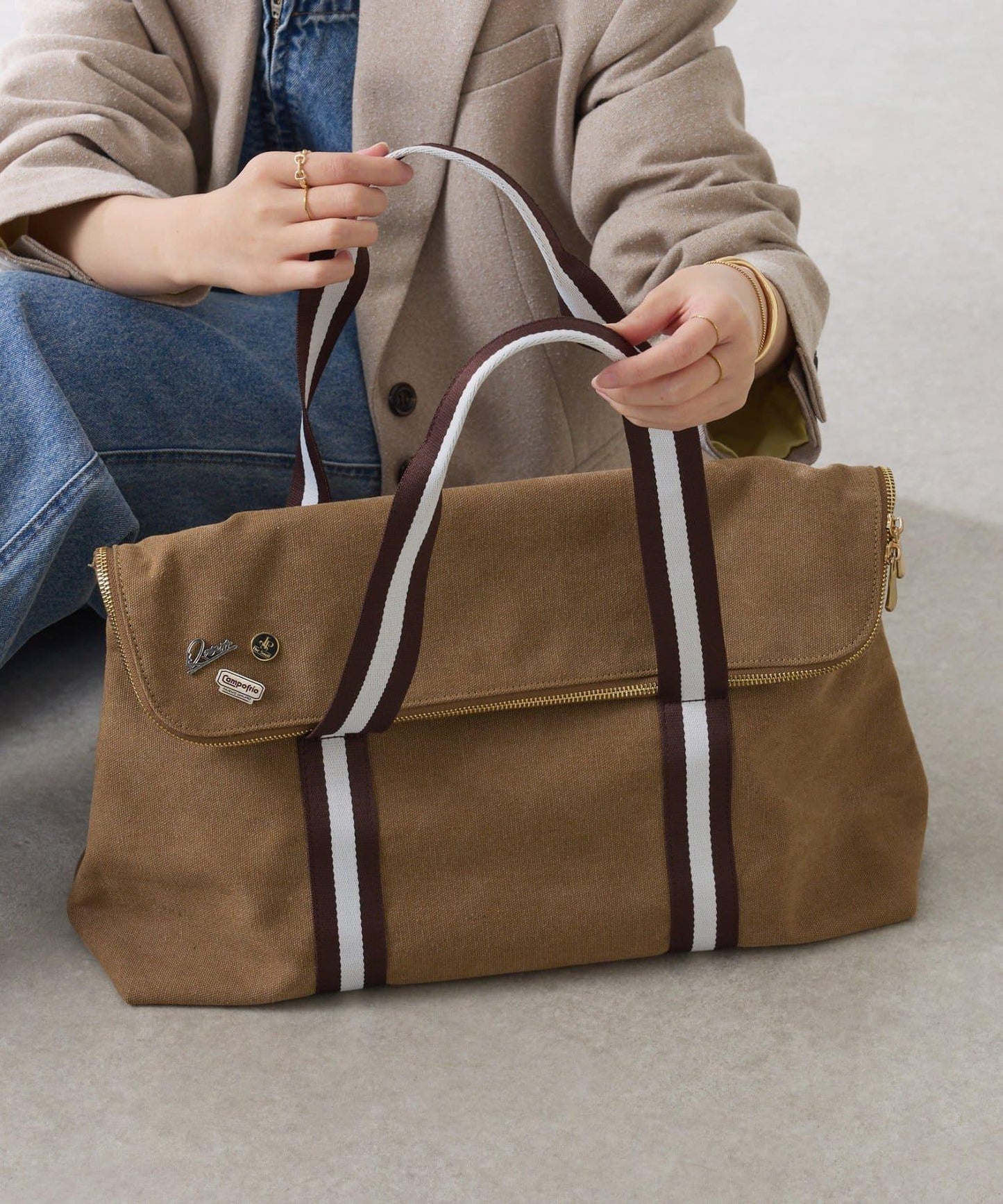 【附胸針】Q.anos大號波士頓托特包