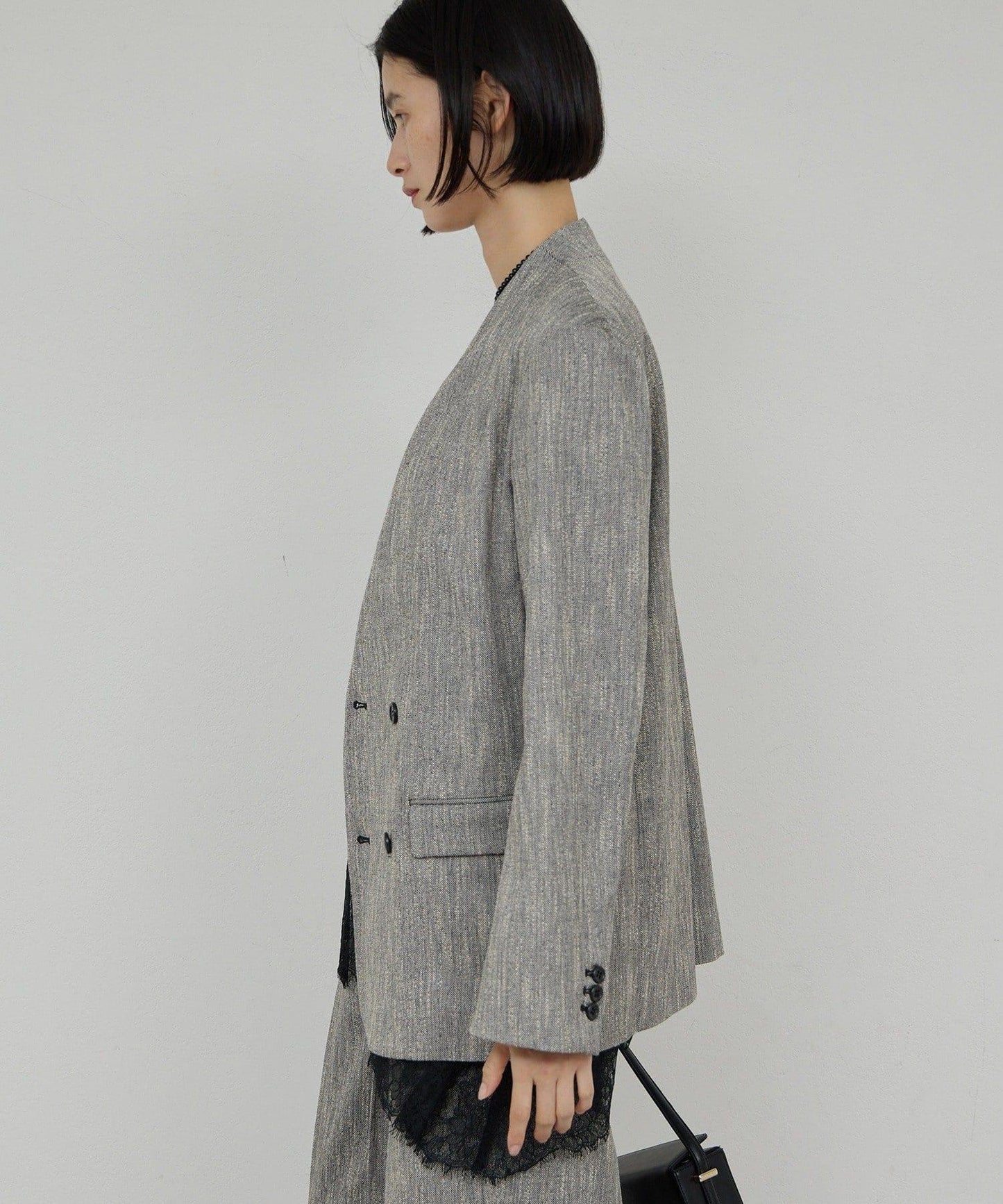 【近日開始】無領粗花呢夾克