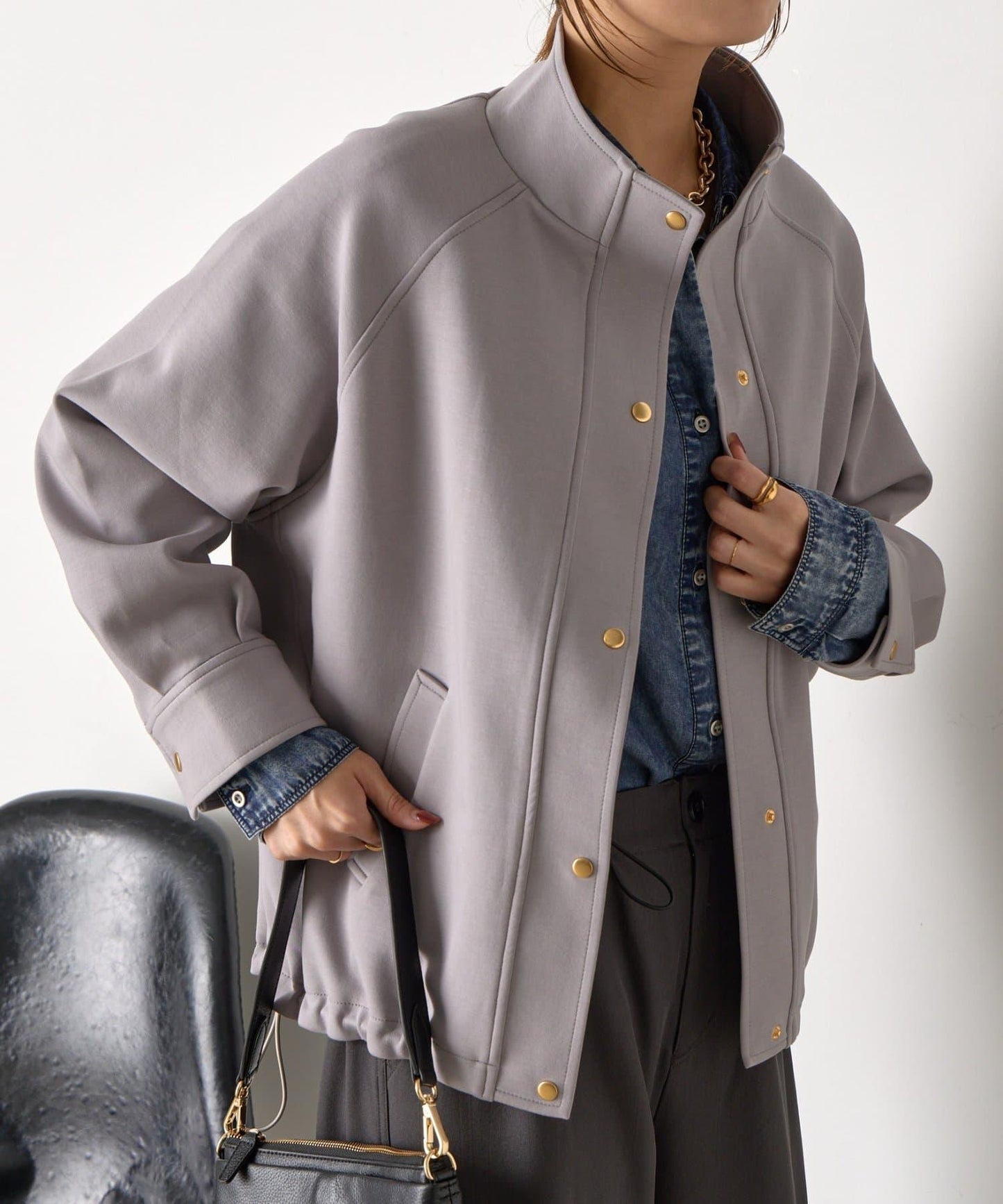 插肩袖長款大衣