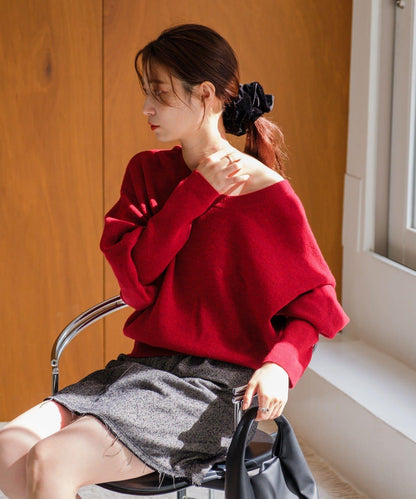 【4色可選/兩用】混色長款羅紋針織衫