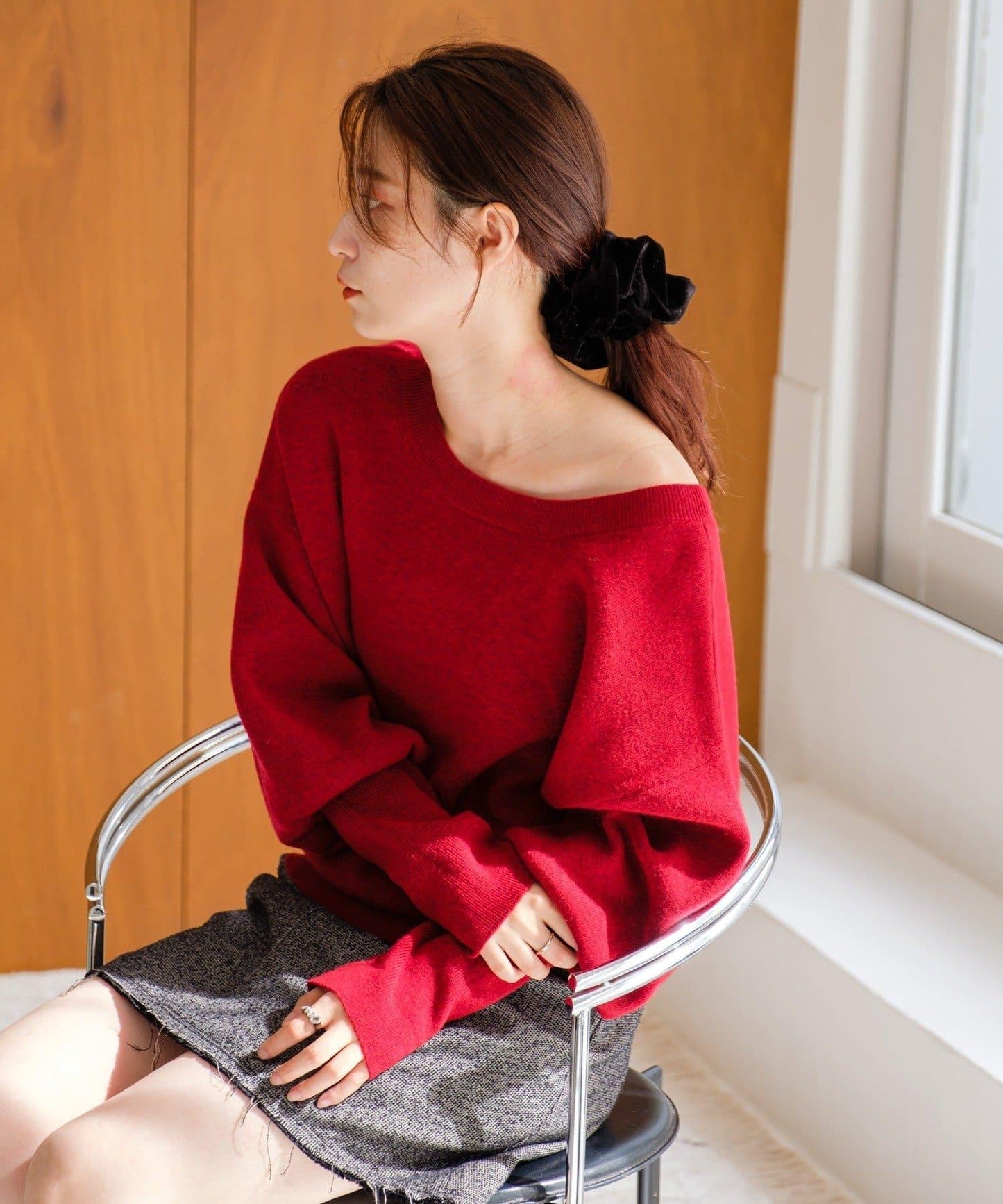 【4色可選/兩用】混色長款羅紋針織衫