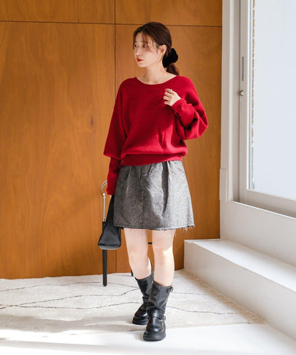 【4色可選/兩用】混色長款羅紋針織衫