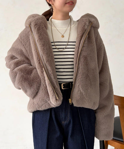 仿皮草拼接羊羔絨夾克