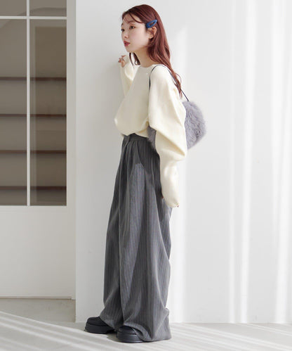 【4色可選/兩用】混色長款羅紋針織衫