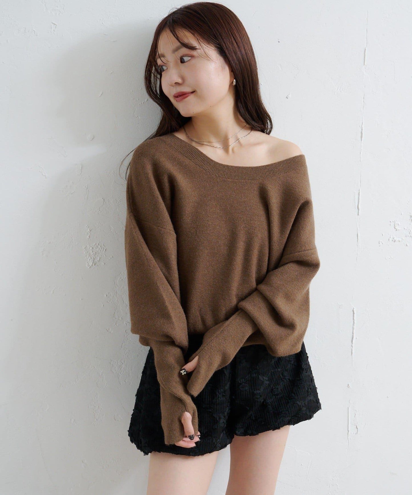 【4色可選/兩用】混色長款羅紋針織衫