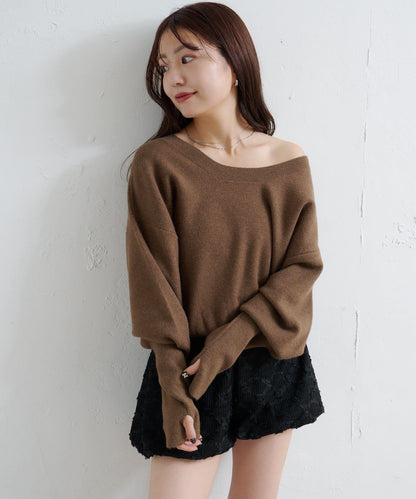 【4色可選/兩用】混色長款羅紋針織衫