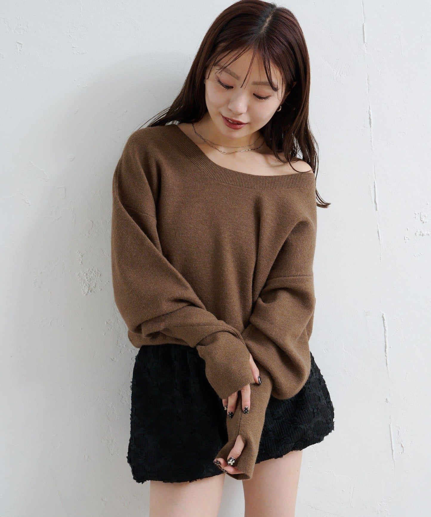 【4色可選/兩用】混色長款羅紋針織衫