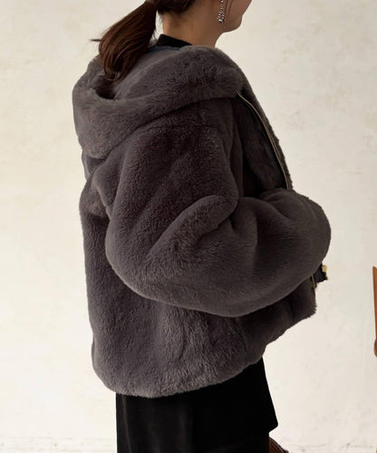 仿皮草拼接羊羔絨夾克