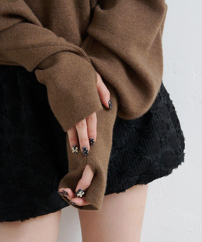 【4色可選/兩用】混色長款羅紋針織衫