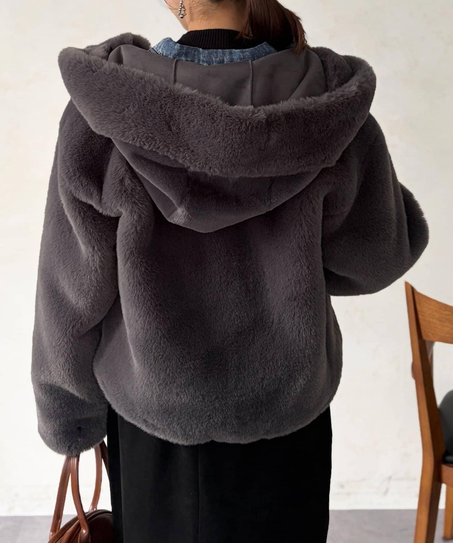 仿皮草拼接羊羔絨夾克