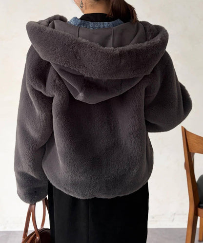 仿皮草拼接羊羔絨夾克