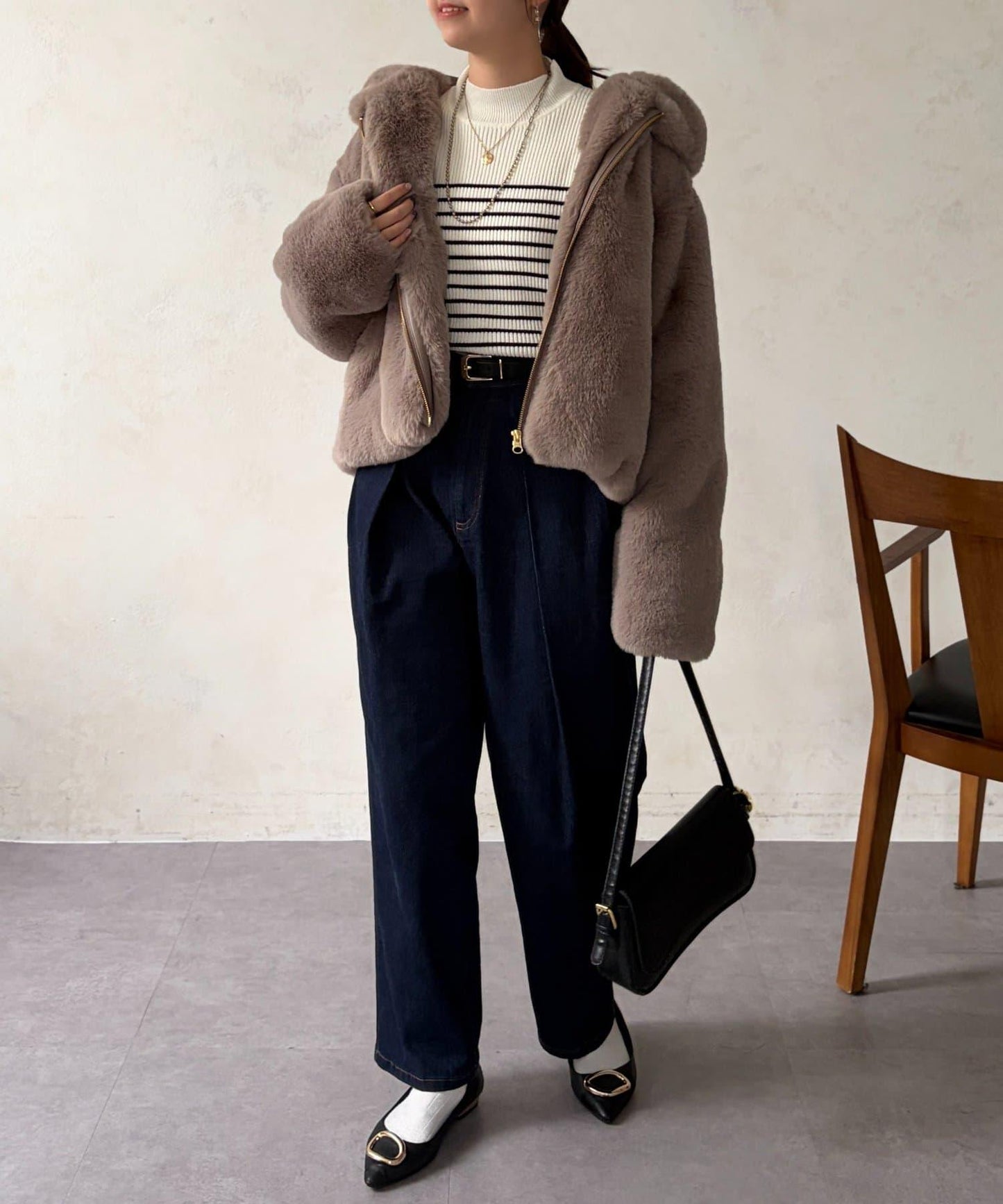 仿皮草拼接羊羔絨夾克