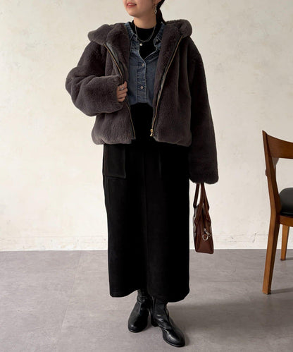 仿皮草拼接羊羔絨夾克